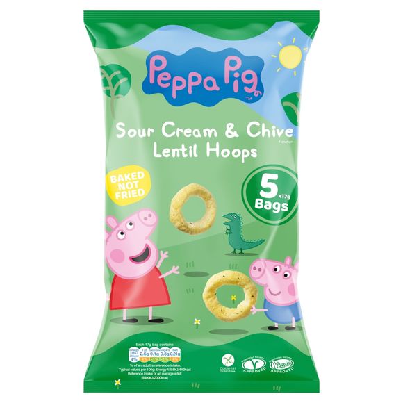 Peppa Pig Sour Cream & Chive Flavour Lentil Hoops 5 X 17g