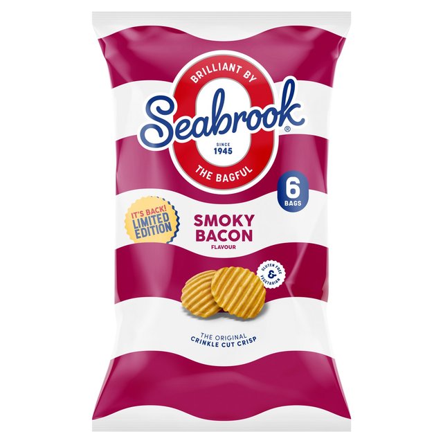 Seabrook Smoky Bacon Flavour The Original Crinkle Cut Crisp 6 X 25g