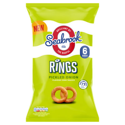 Seabrook Rings Pickled Onion Flavour Corn Snacks 6 x 16g