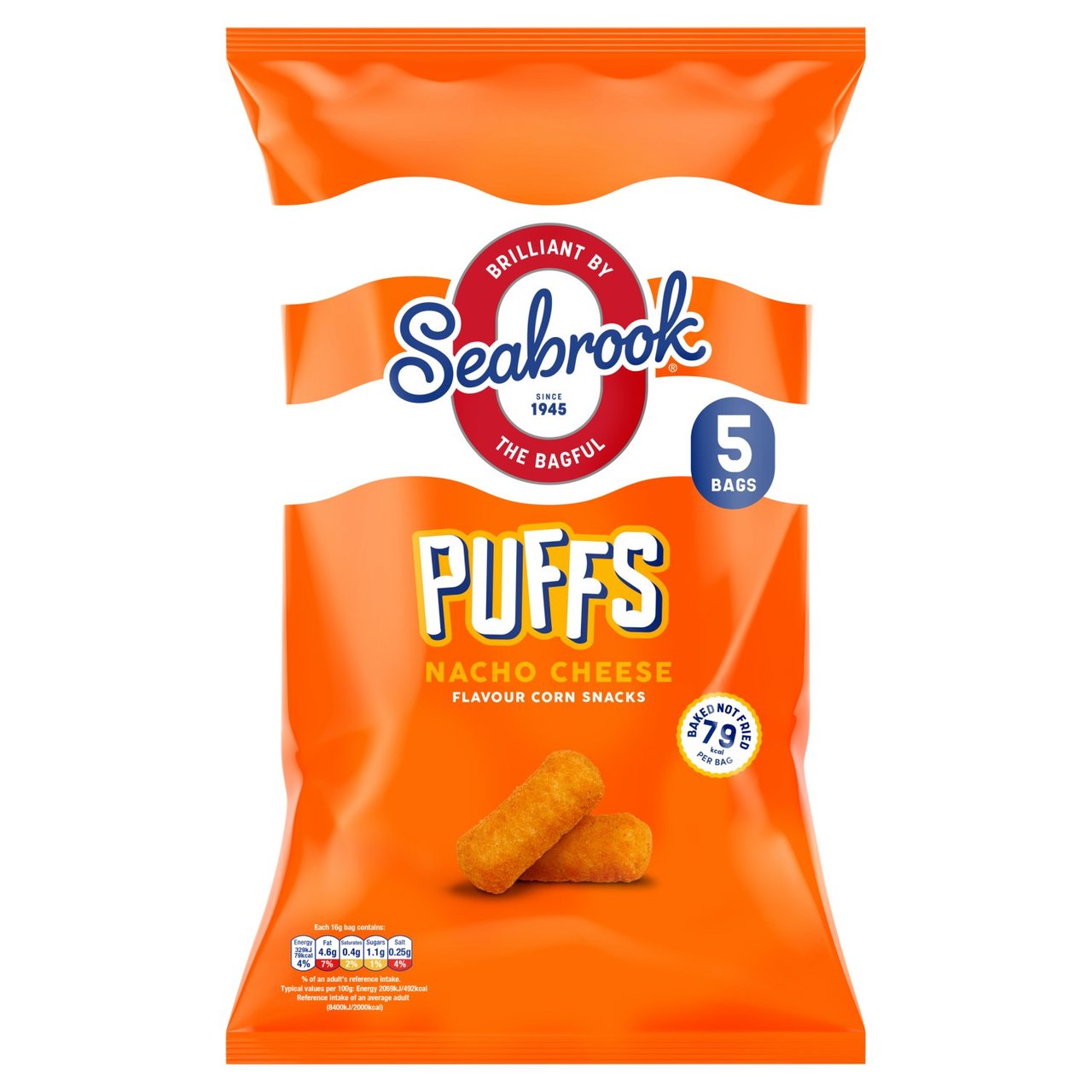 Seabrook Loaded Puffs Nacho Cheese 5 x 16g