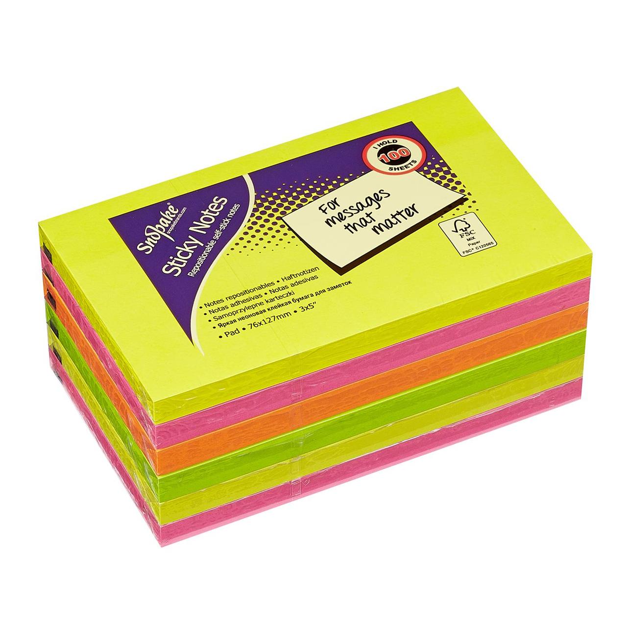 Sticky Note Cube, Neon Assorted Pack