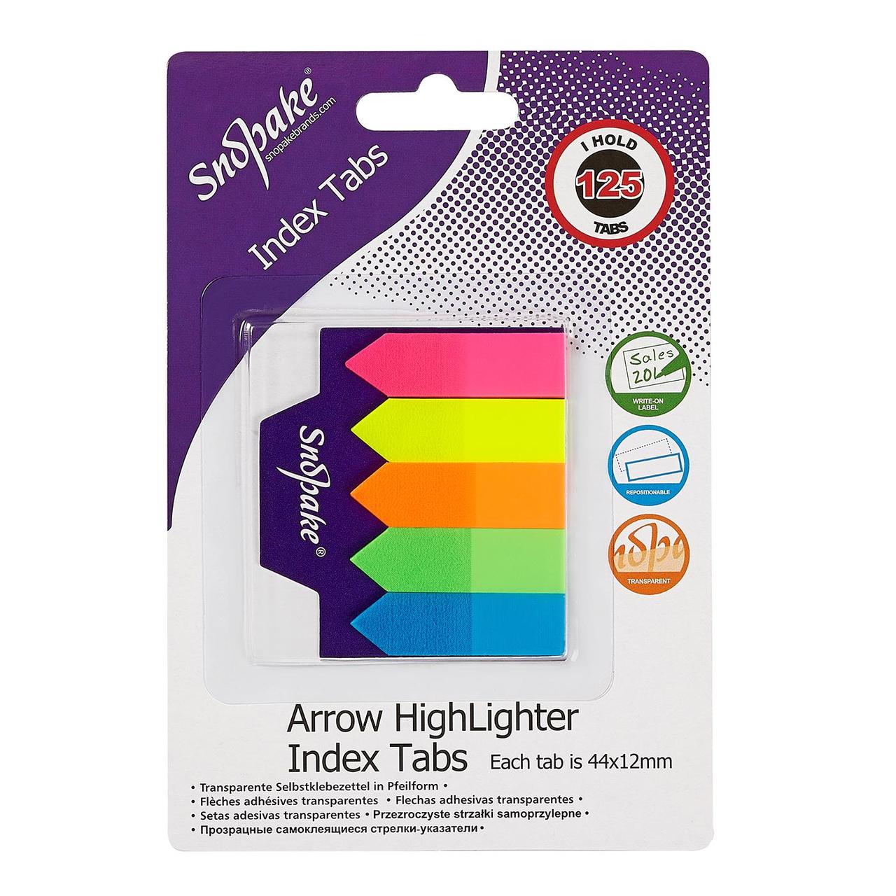 Snopake Index Tab Arrow Highlighters sticky tabs x125 tabs