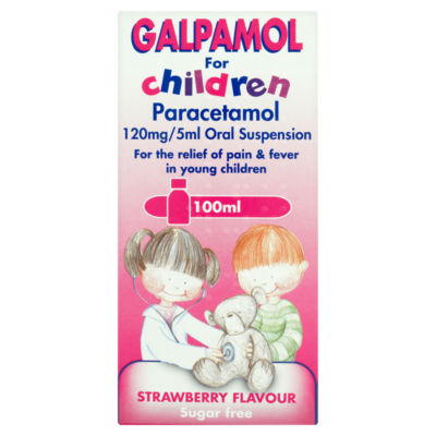 Galpamol Strawberry Flavour Childrens Paracetamol 120mg/5ml Oral Suspension 3+ Months 100ml