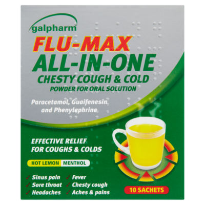 Galpharm Flu-Max All-In-One Chesty Cough & Cold Powder for Oral Solution 10 Sachets