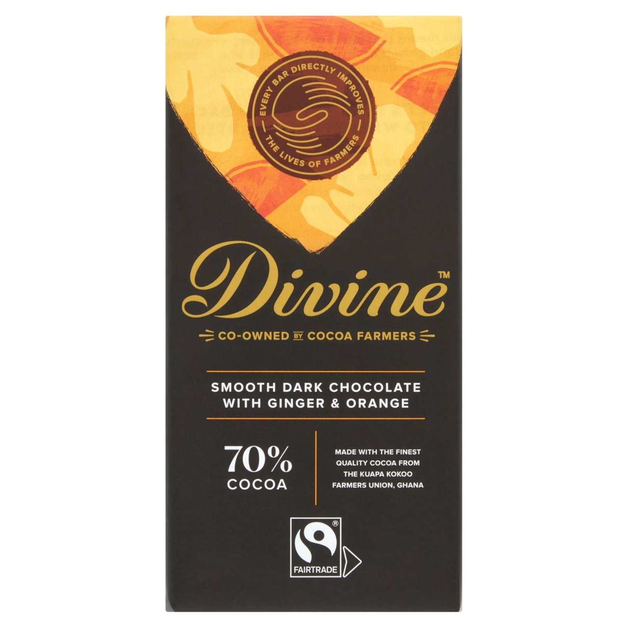 Divine 70% Dark Chocolate with Ginger & Orange