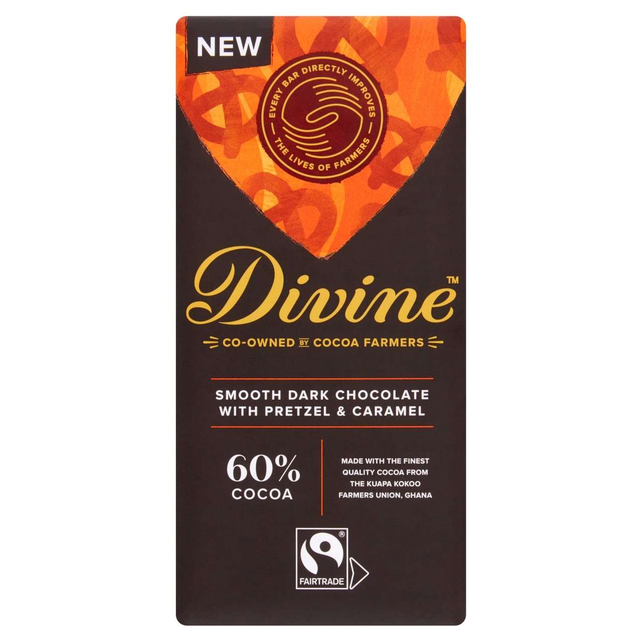 Divine 60% Dark Chocolate with Pretzel & Caramel