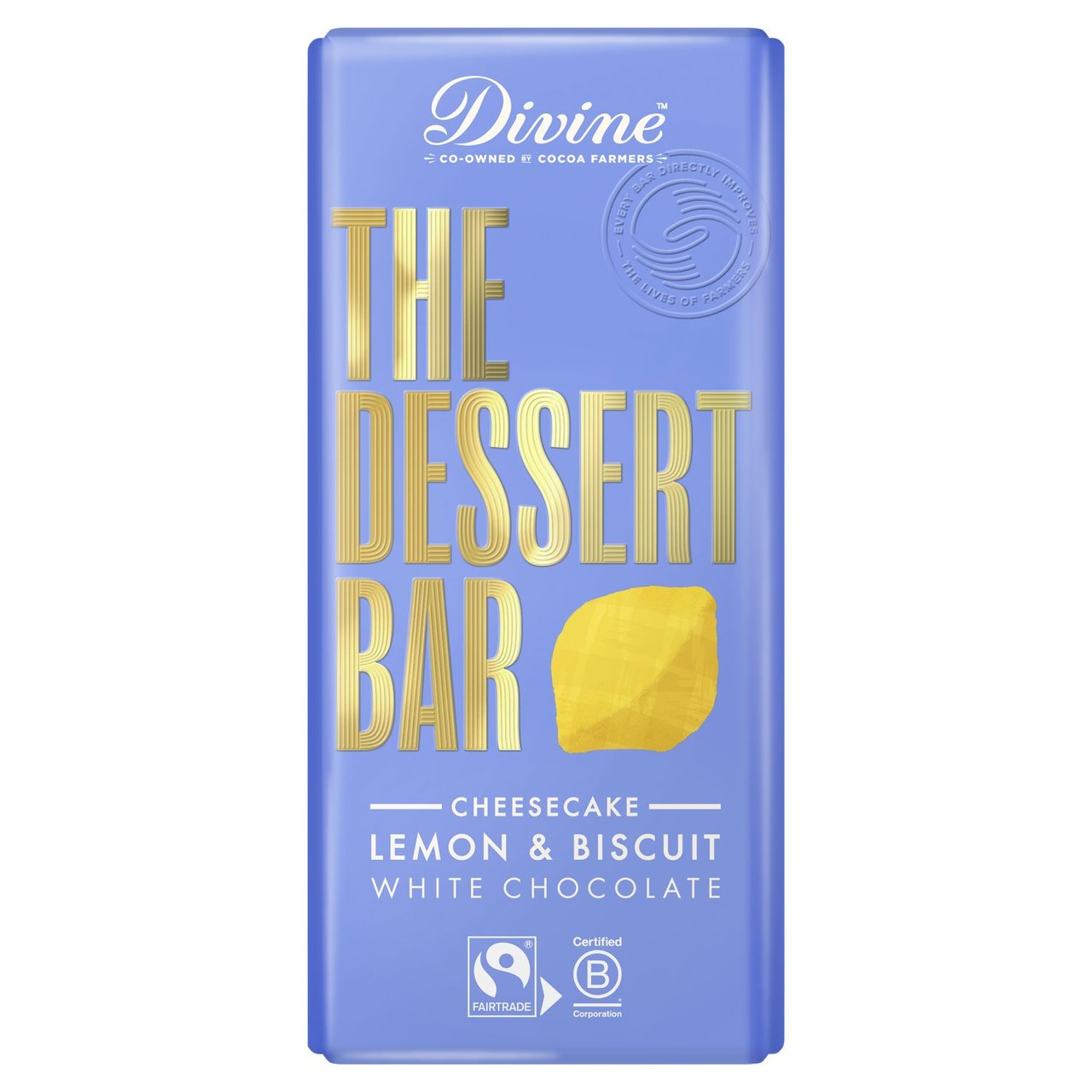 Divine Chocolate Dessert Bar White Chocolate Cheesecake Lemon and Biscuit