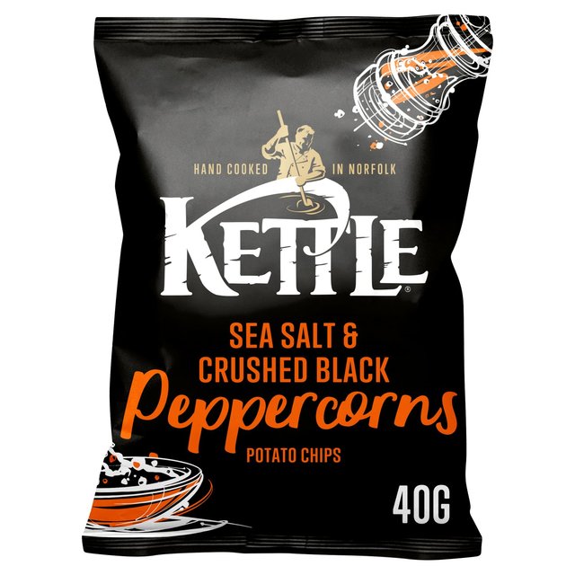 Kettle Chips Sea Salt & Crushed Black Peppercorns Grab Bag Crisps 40g