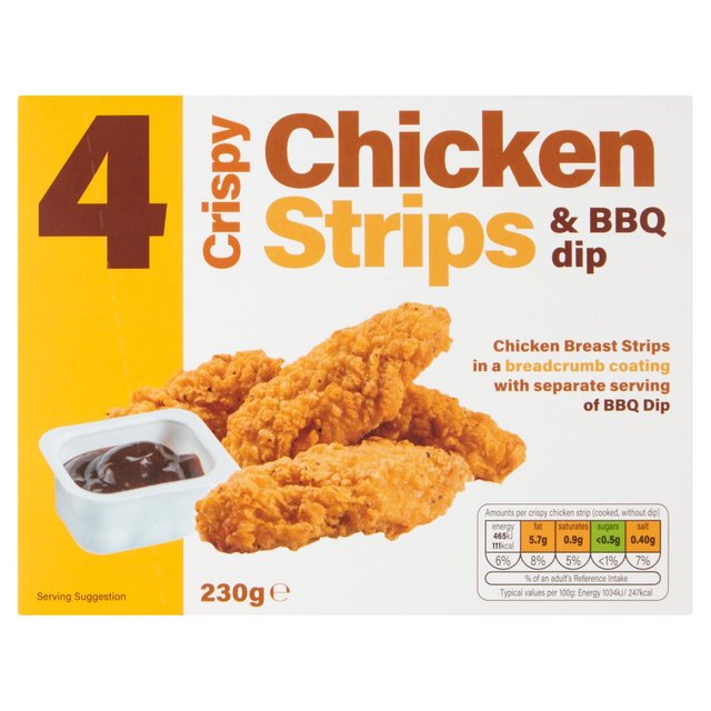 Lakeside 4 Crispy Chicken Strips With BBQ Dip  230g