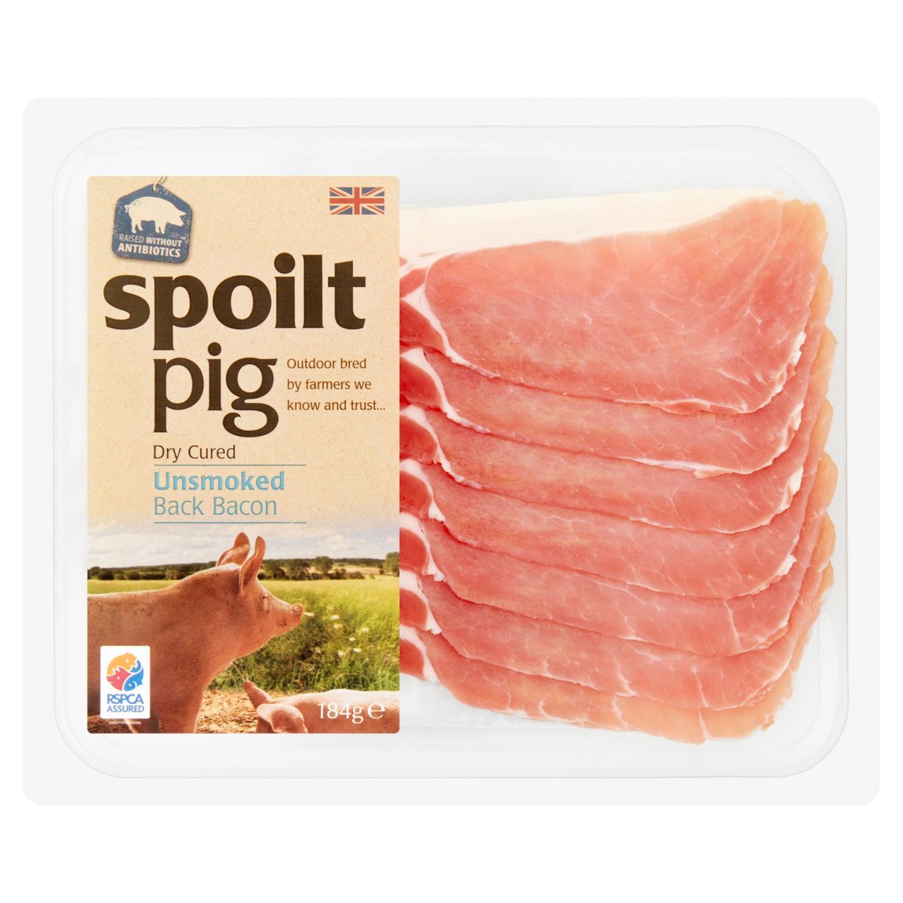 Spoiltpig Unsmoked Dry Cured Back Bacon Rashers 184g