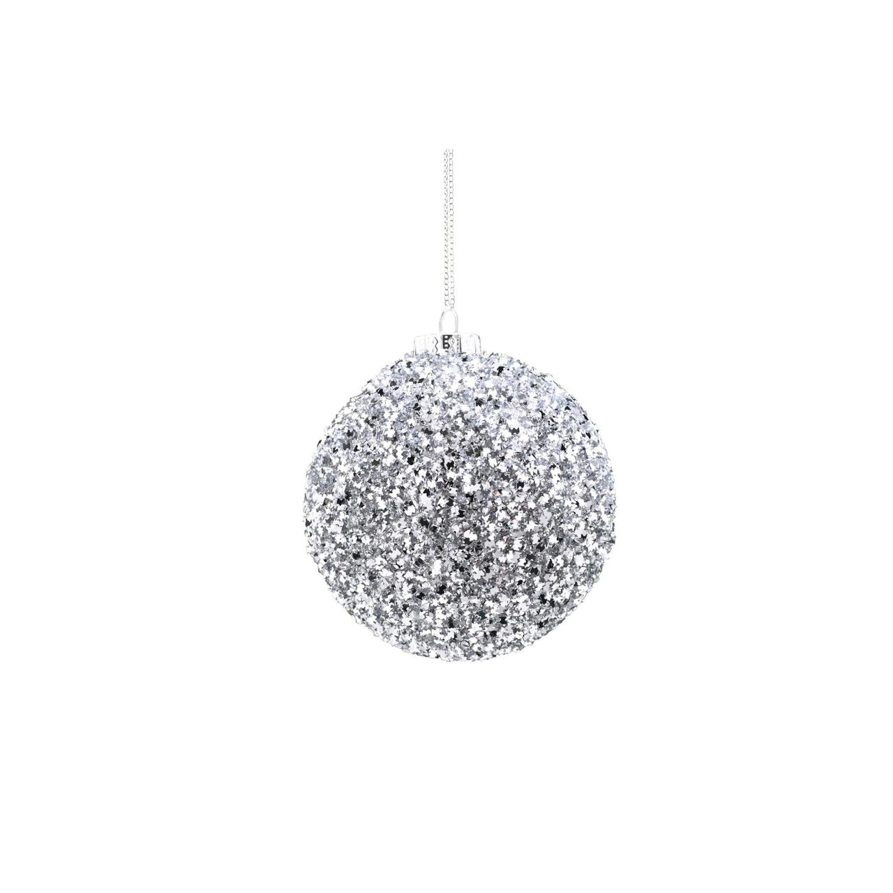 Silver Encrusted Glass Christmas Bauble