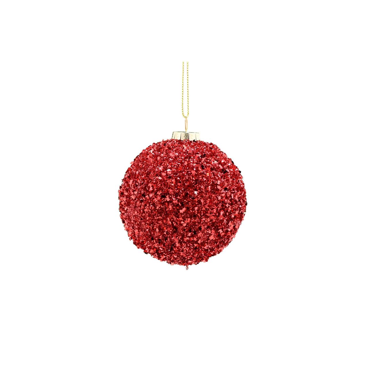 Red Encrusted Glass Christmas Bauble