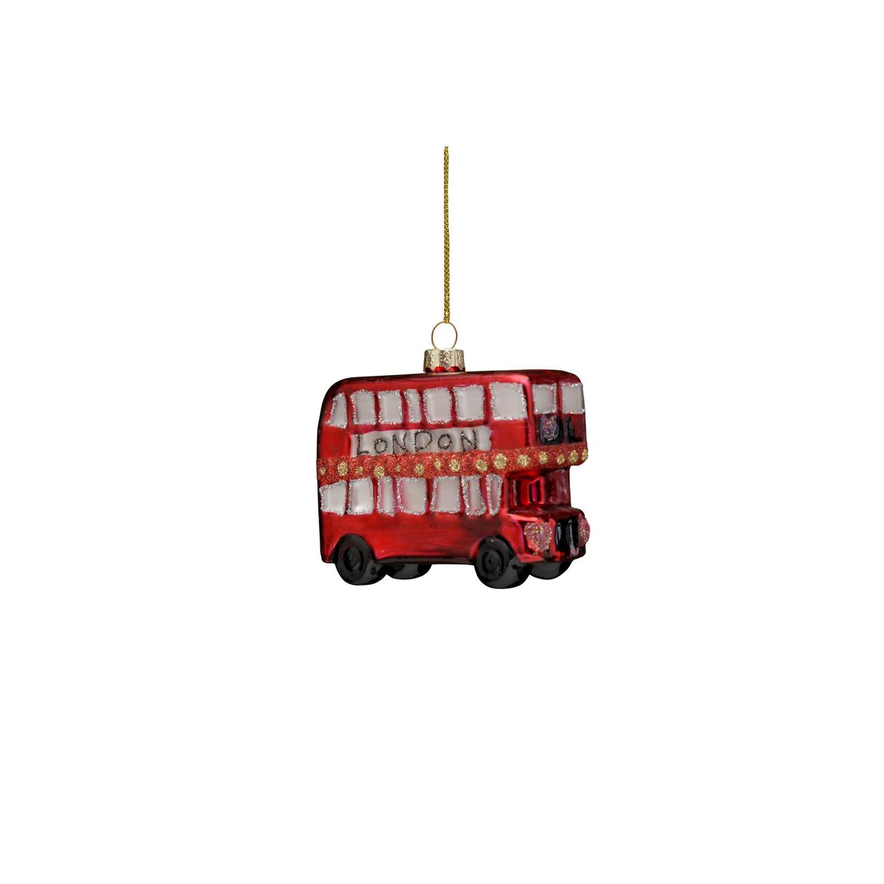 London Bus Glass Christmas Decoration