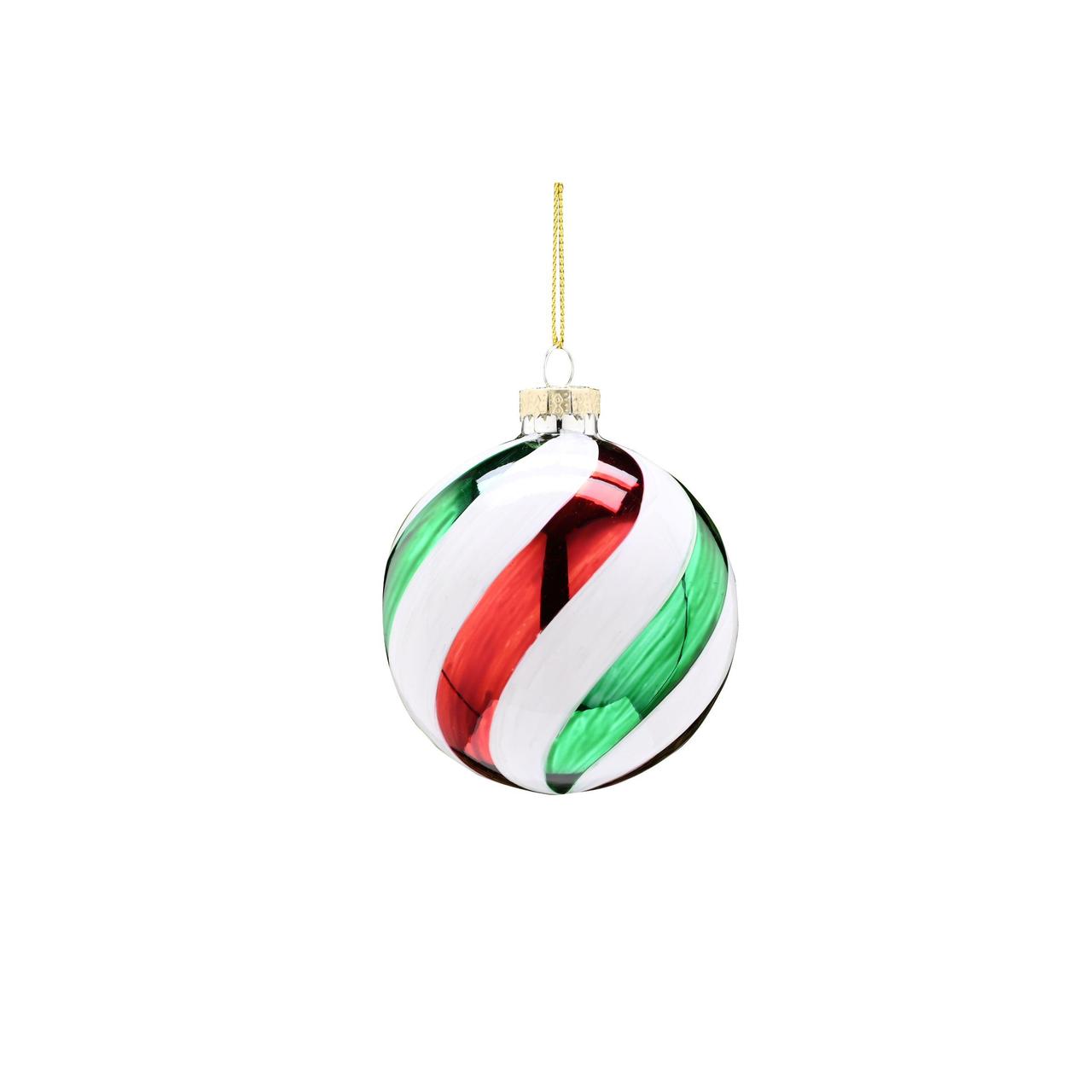 Stripe Ball Glass Christmas Tree Bauble