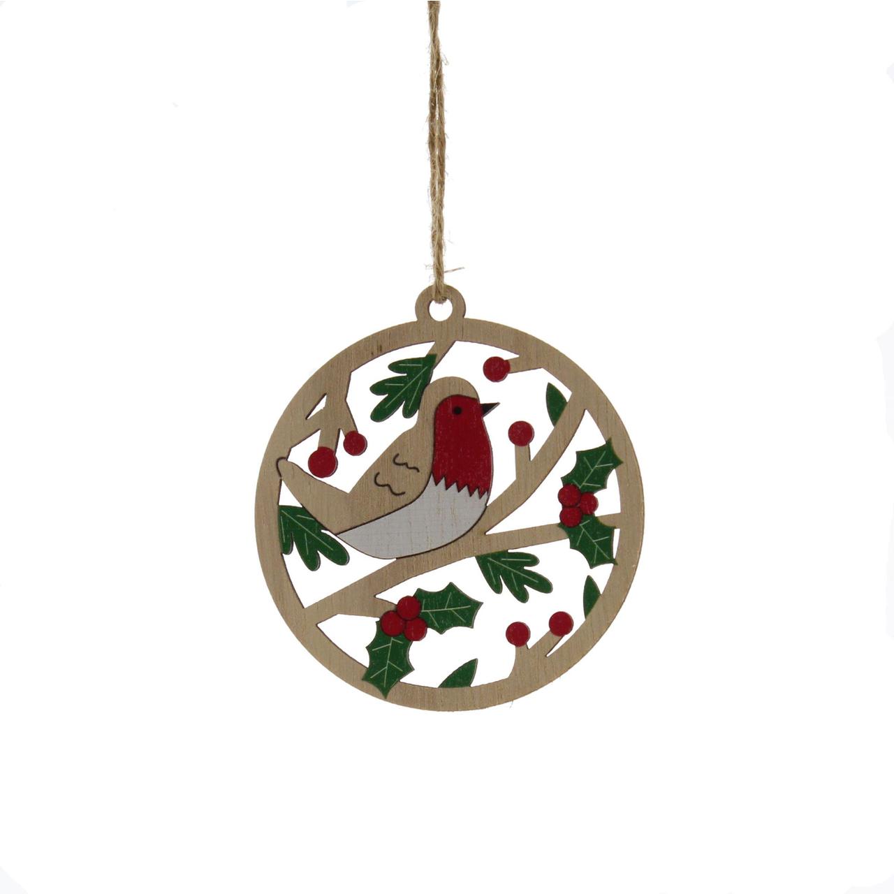 Robin & Berry Wooden Christmas Decoration