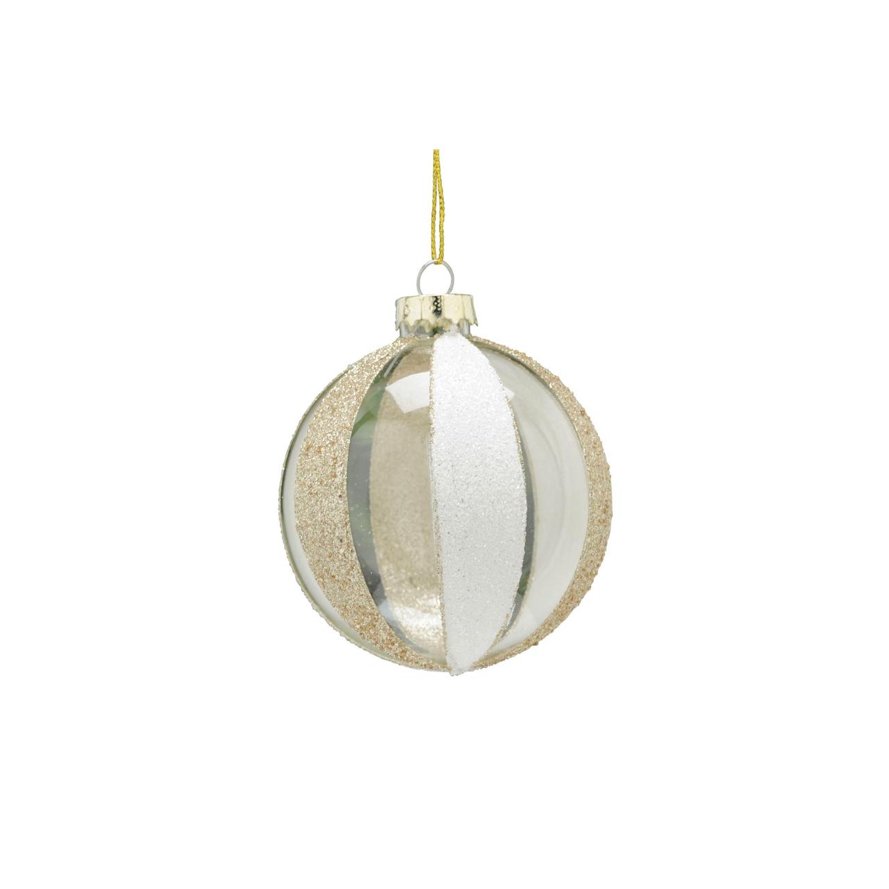 Champagne Stripe Glass Christmas Tree Bauble