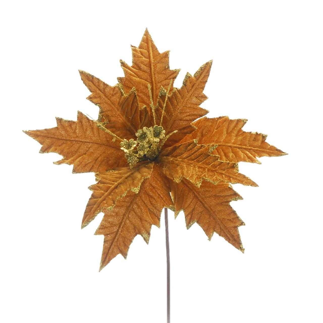 Gold Poinsettia Glitter Christmas Decoration