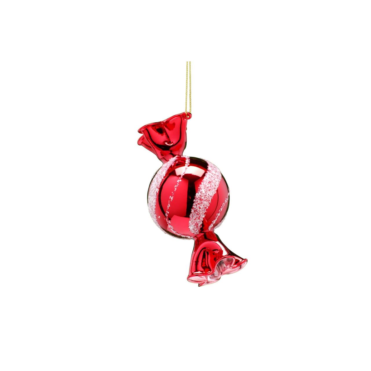 Red & White Sweet Glass Christmas Tree Bauble