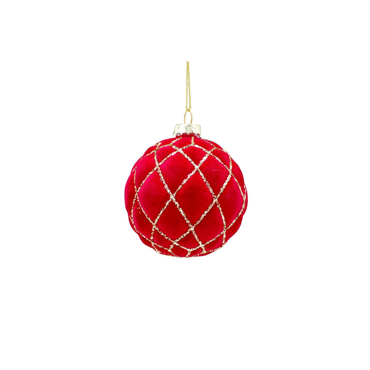 Red With Glitter Glass Christmas Tree Bauble