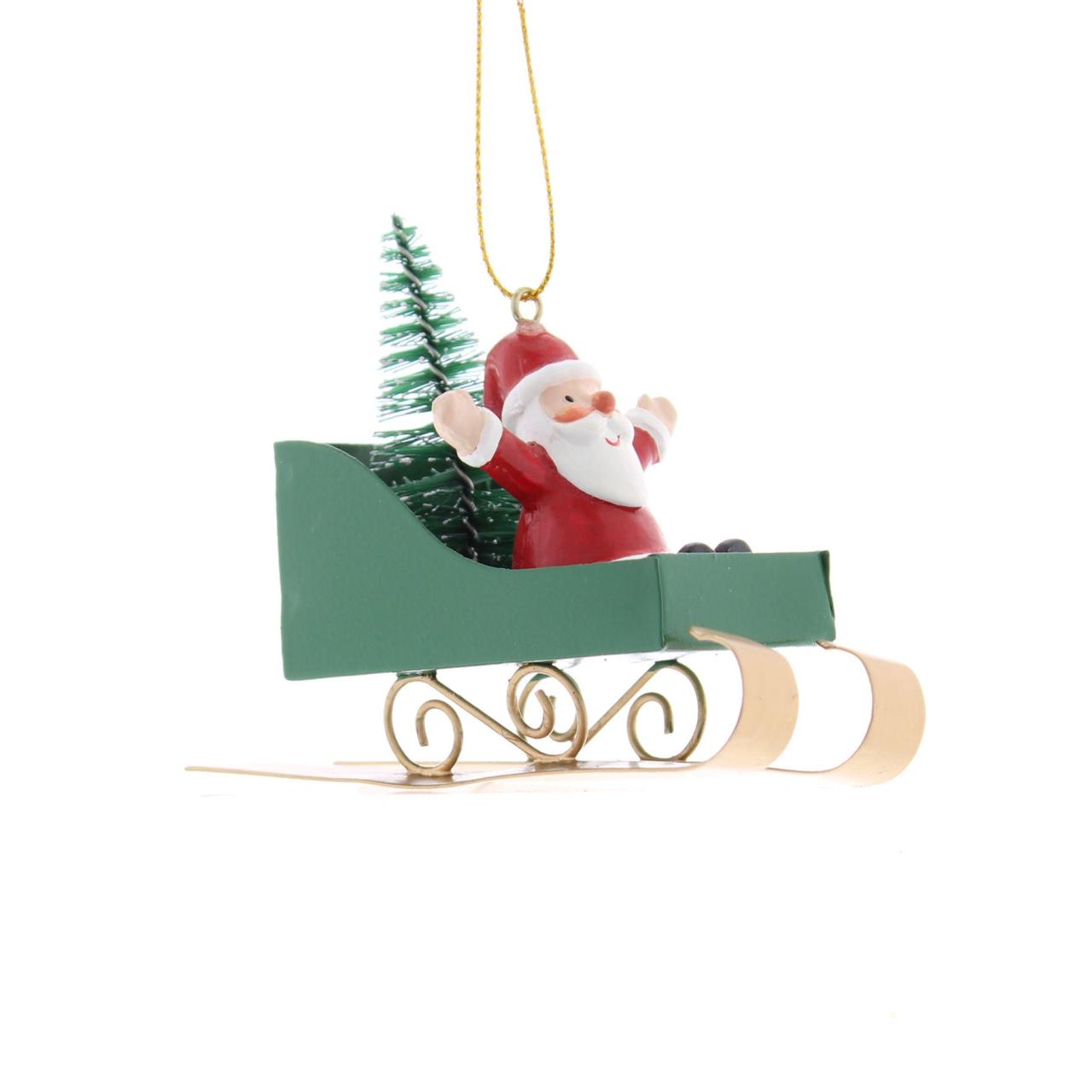 Green Sleigh Metal Christmas Decoration