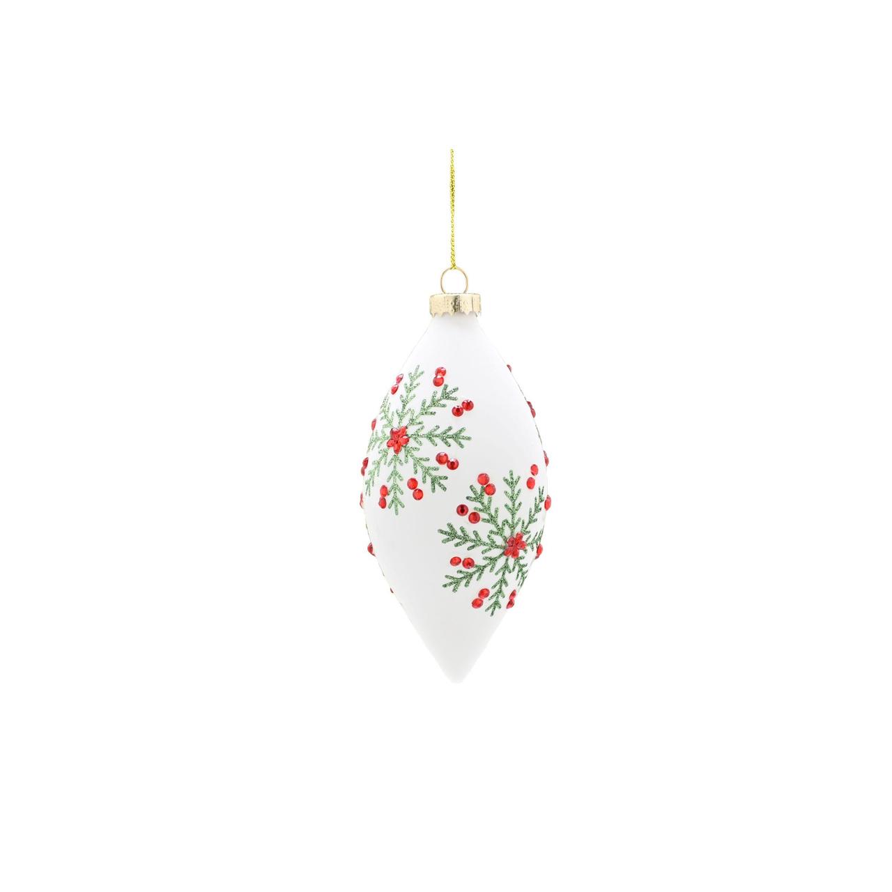 White & Green Glass Christmas Tree Bauble