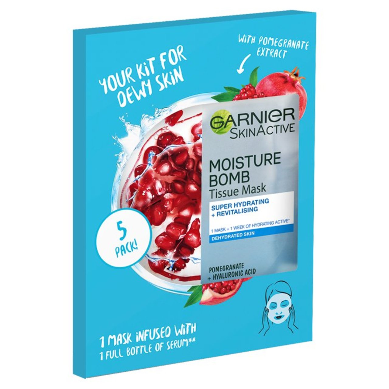 Garnier Moisture Bomb Pomegranate Hydrating Face Sheet Mask 5 Pack