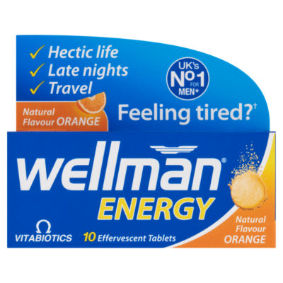 wellman Energy 10 Effervescent Tablets Natural Flavour Orange