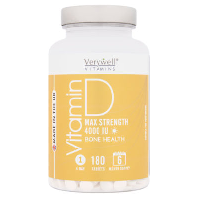 Verywell Vitamin D Max Strength 4000IU Bone Health 180 Tablets