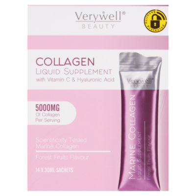 Verywell Beauty Collagen Liquid Supplement with Vitamin C & Hyaluronic Acid 14 x 30ml