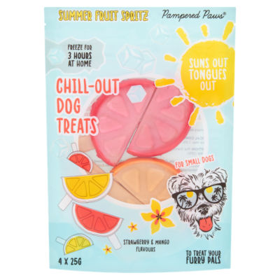 Pampered Paws Summer Fruit Spritz Strawberry & Mango Flavours Chill-Out Dog Treats 4 x 25g