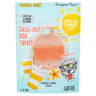 Pampered Paws Tropical Burst Pineapple & Mango Flavour Chill-Out Dog Treats 2 x 50g