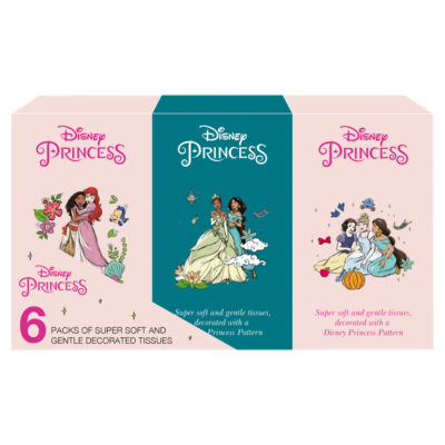 Disney Princess 6 Packs of Super Soft and Gentle Decorated Tissues