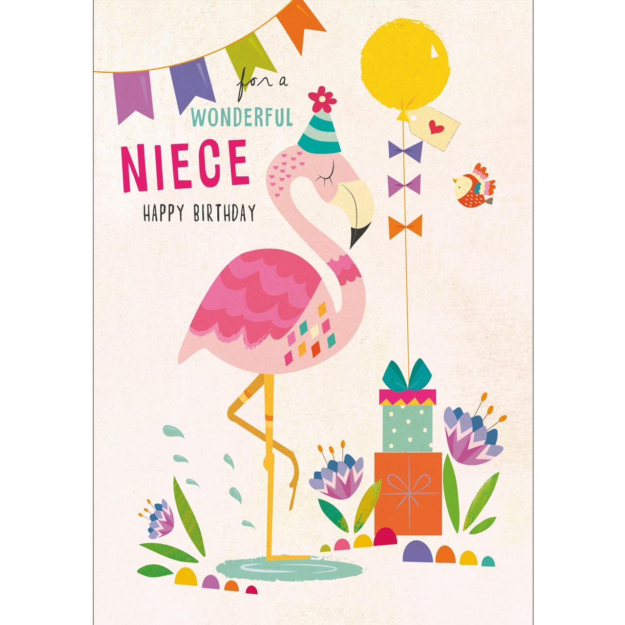 Niece Flamingo Birthday Card 