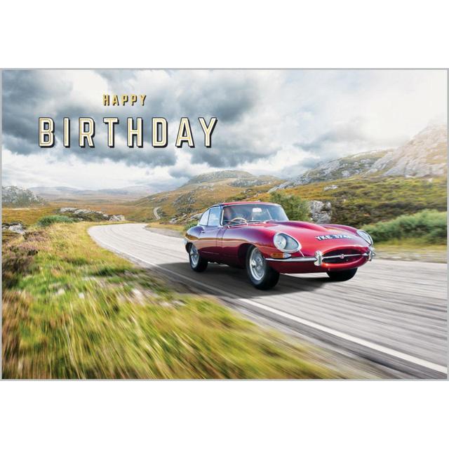 Jaguar Red Car Birthday Card