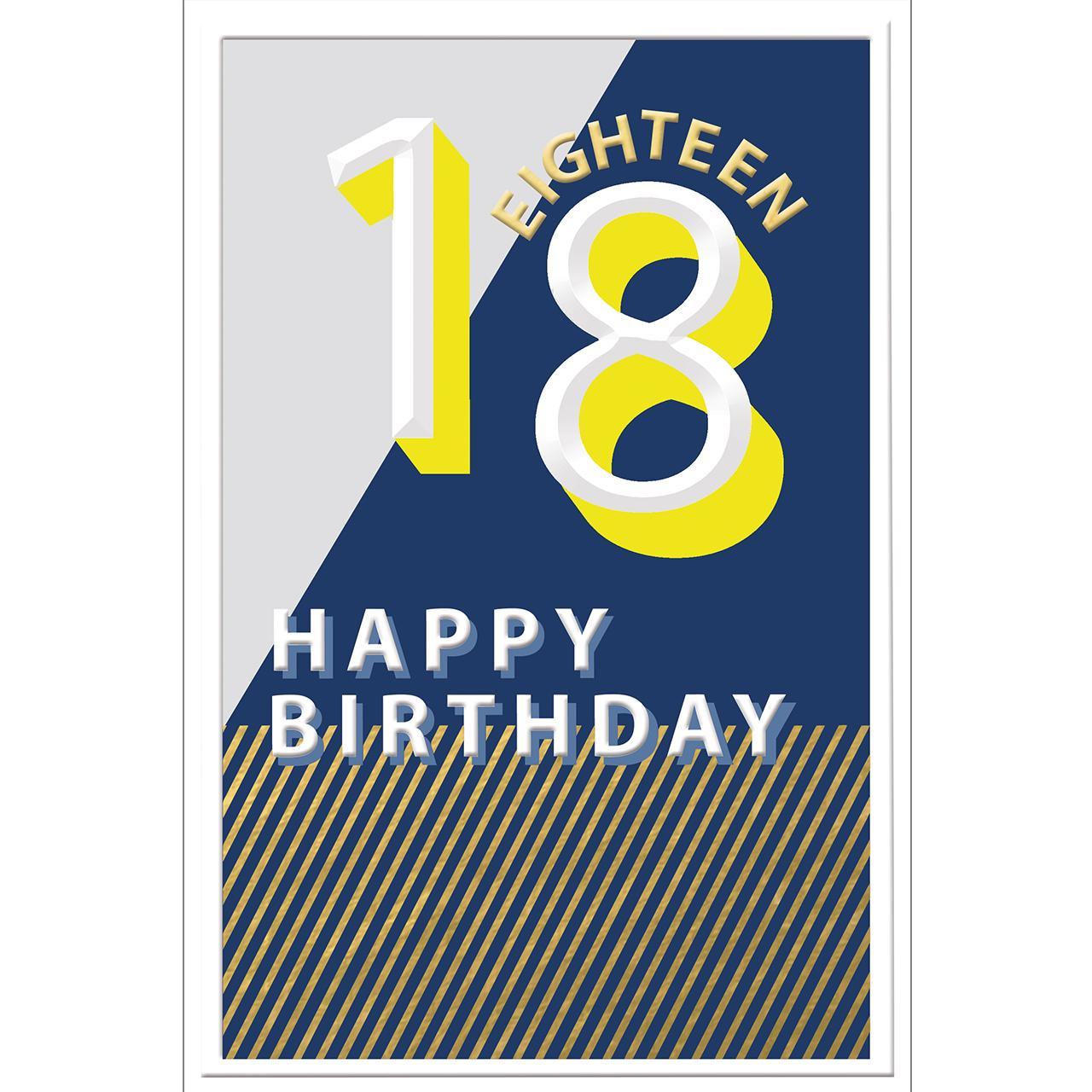 Blue & Yellow 18th Birthday Card 