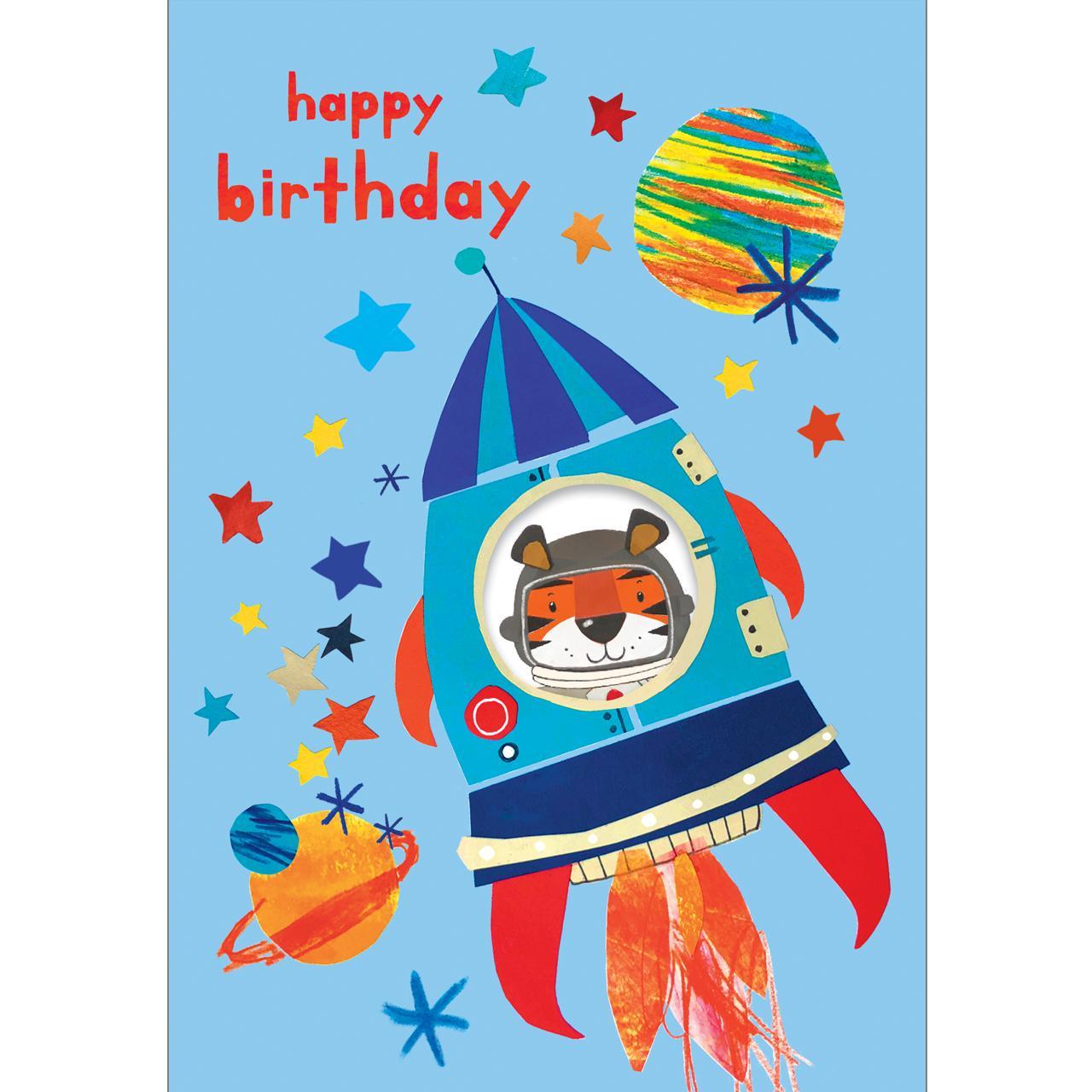 Space Rocket Birthday Card 