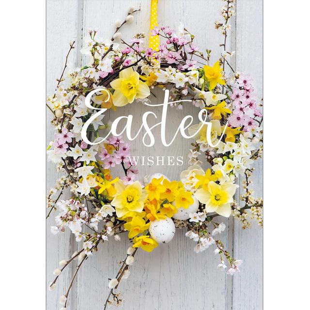 Spring Flower Wreath Easter Card 