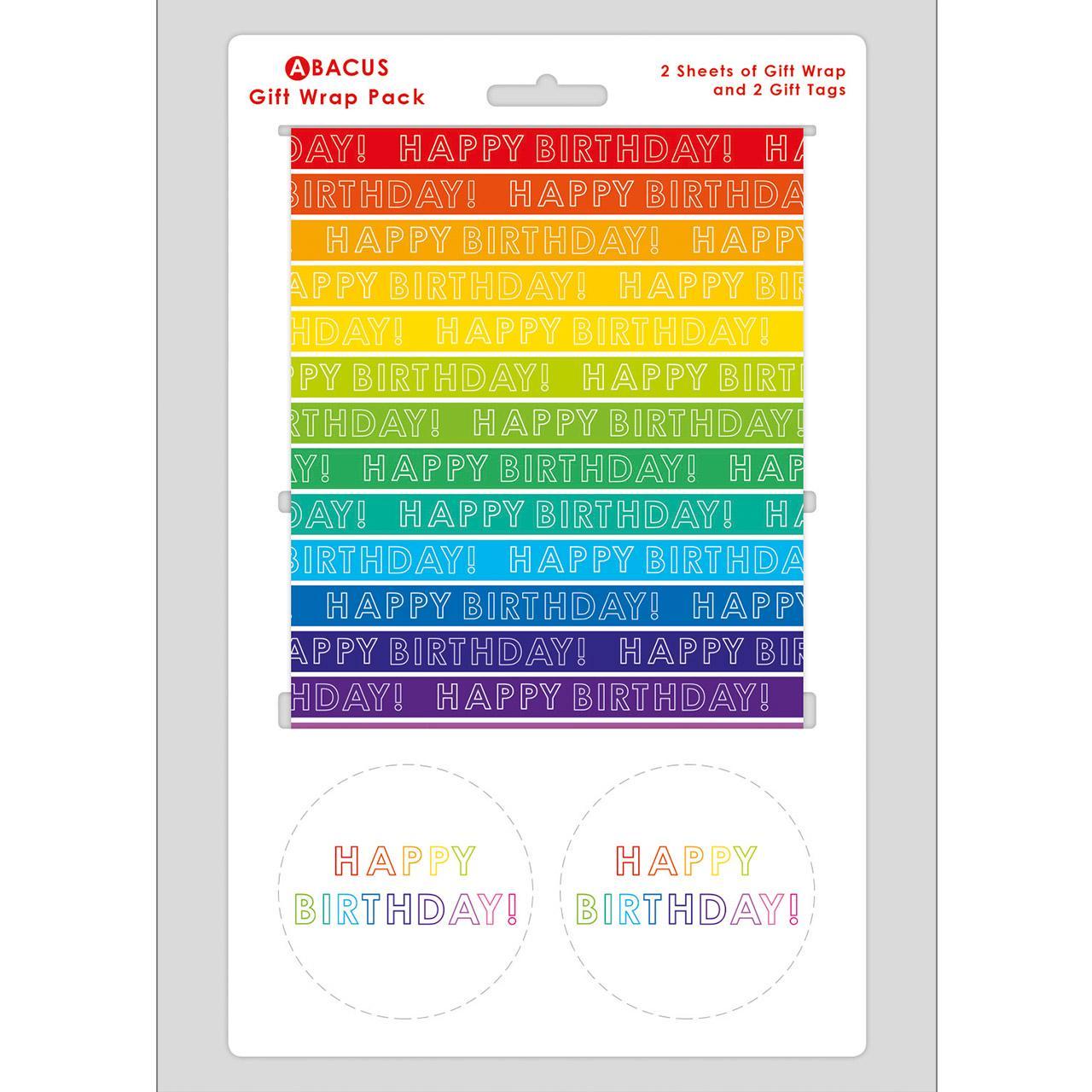 Rainbow Stripe Gift Wrap Sheets & Tags 2 per pack