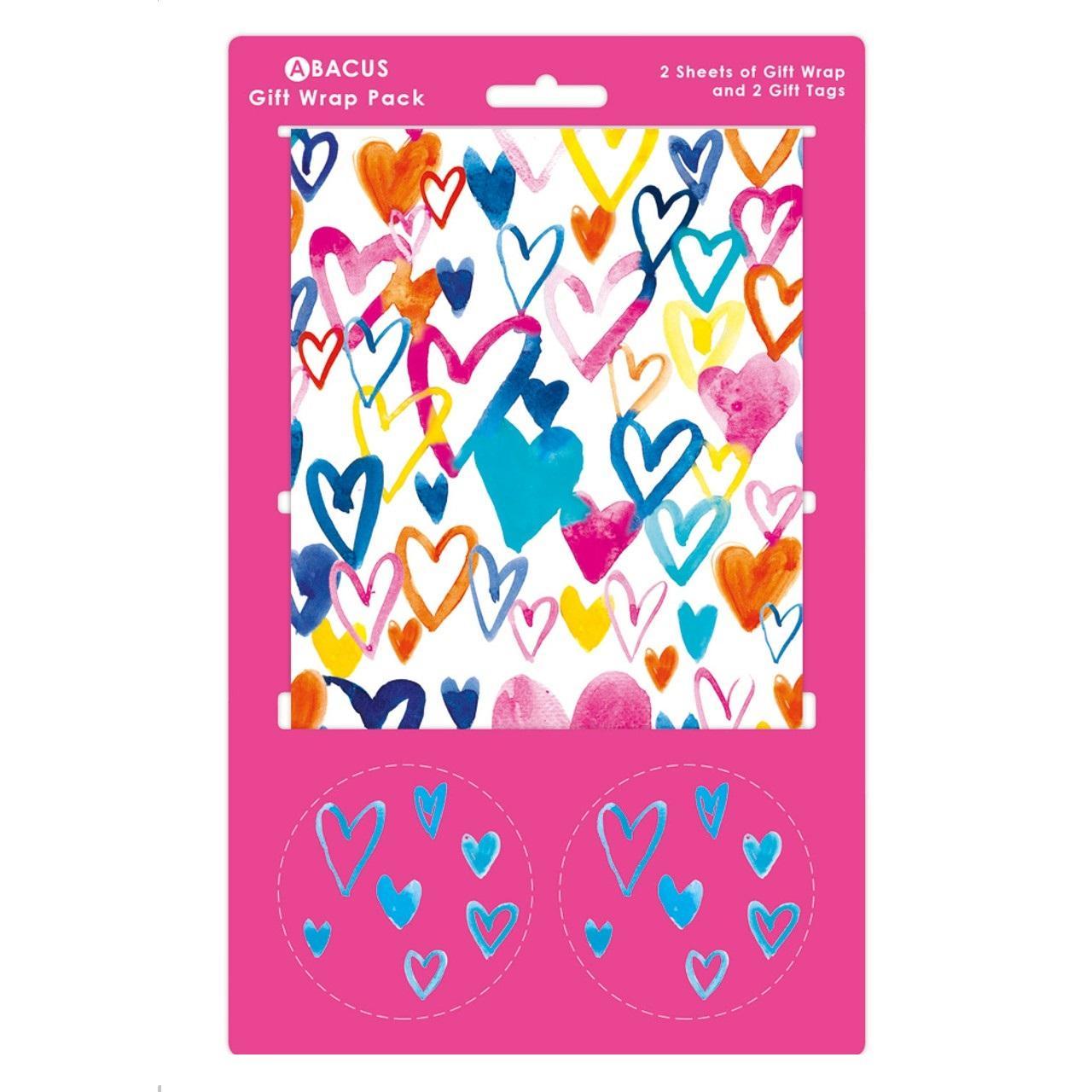 Hearts Gift Wrap Sheets & Tags 2 per pack