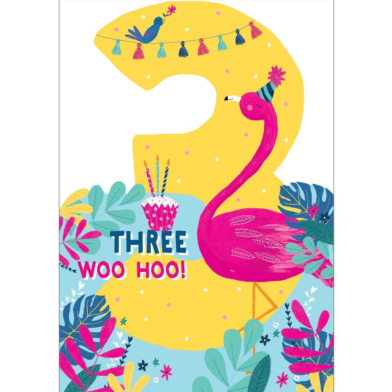 Fabulous Flamingo 3rd Birthday Card 