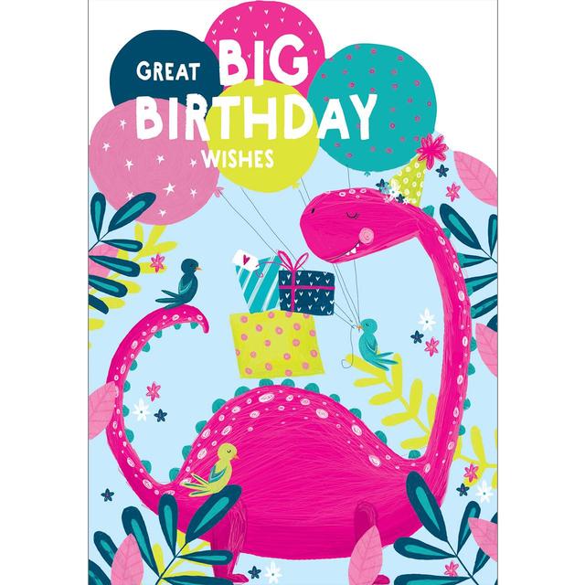 Pink Dinosaur Birthday Card 