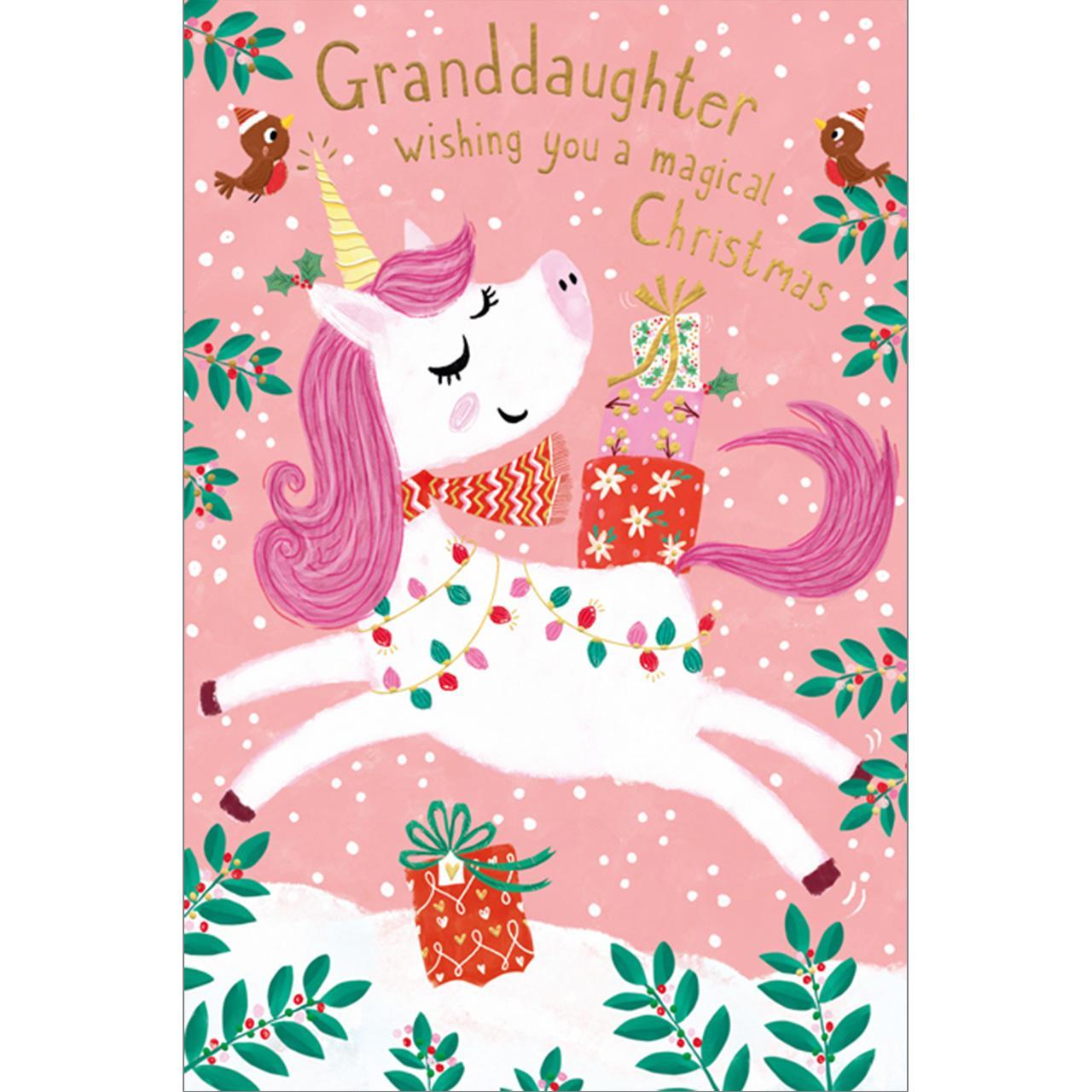 Granddaughter Unicorn Christmas Card