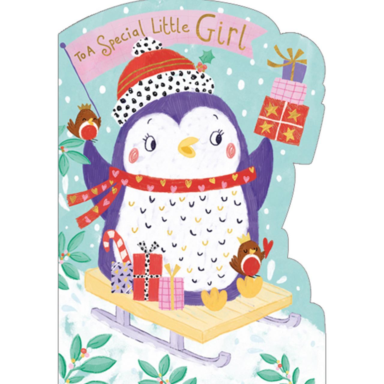 Penguin on Sledge Christmas Card