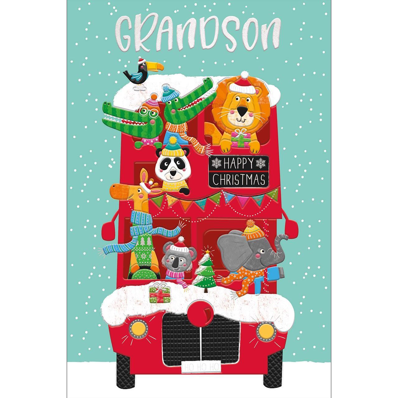 Grandson Fun Bus Christmas Card