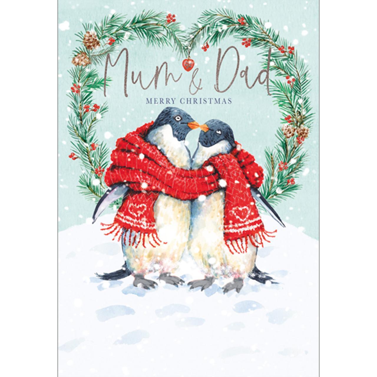 Mum & Dad Penguins Christmas Card