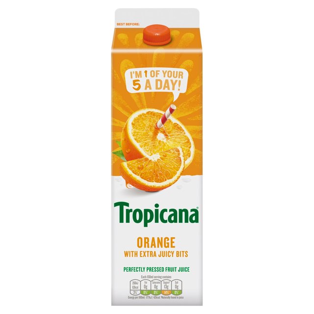 Tropicana Pure Orange Fruit Juice with Extra Juicy Bits  900ml