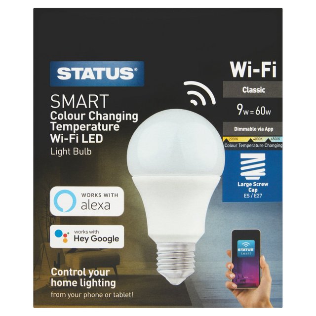 Status 9W Smart Wifi Led Gls Light Bulb Edison Screw Cap 