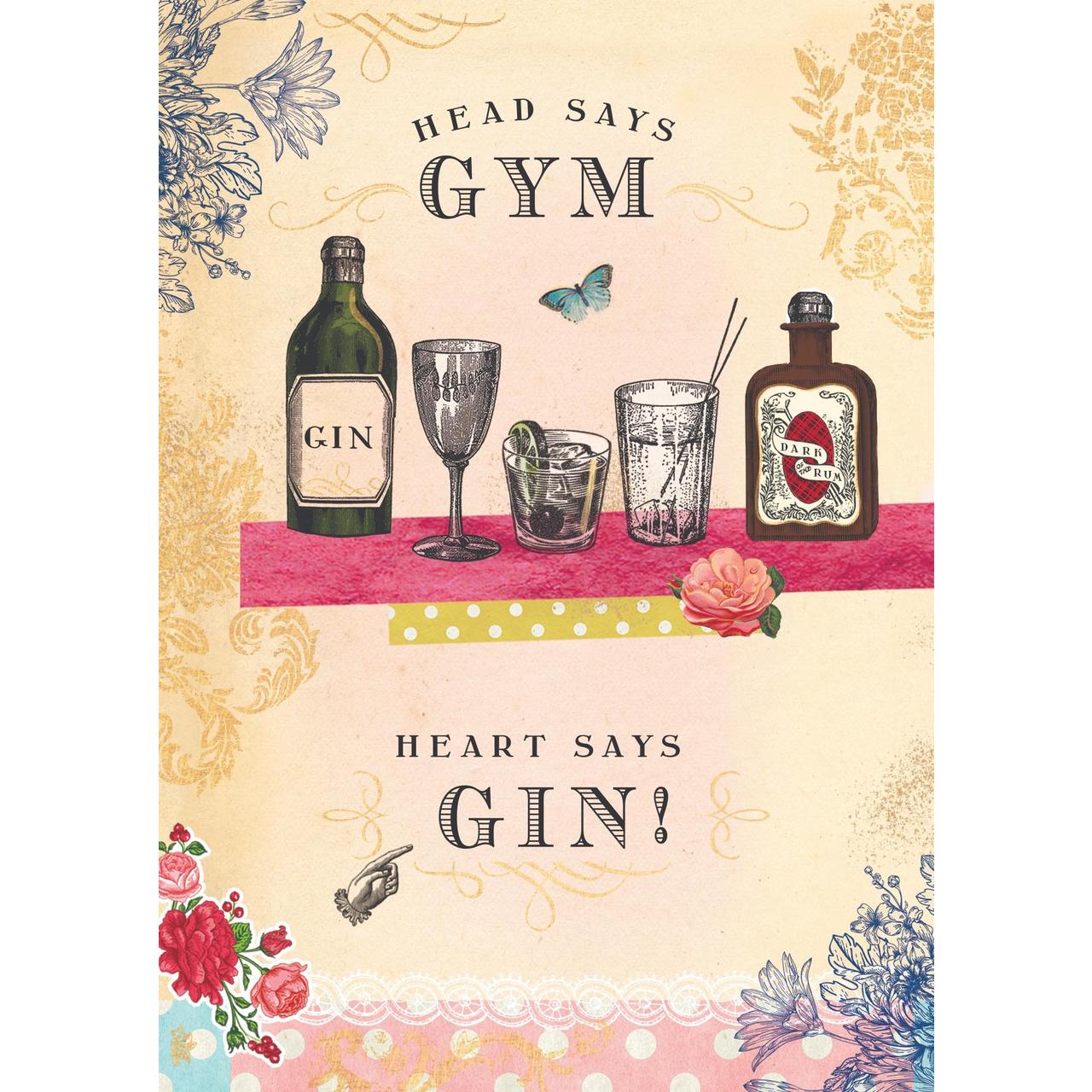 Head Says Gym, Heart Says Gin Blank Card