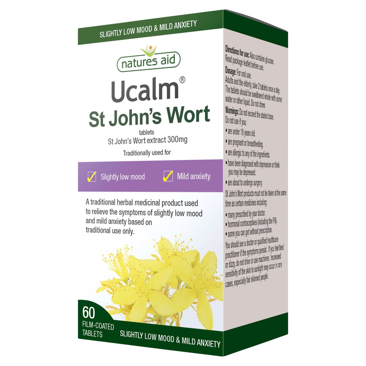 Natures Aid Ucalm 300mg T St John's Wort Extract Tablets  60 per pack