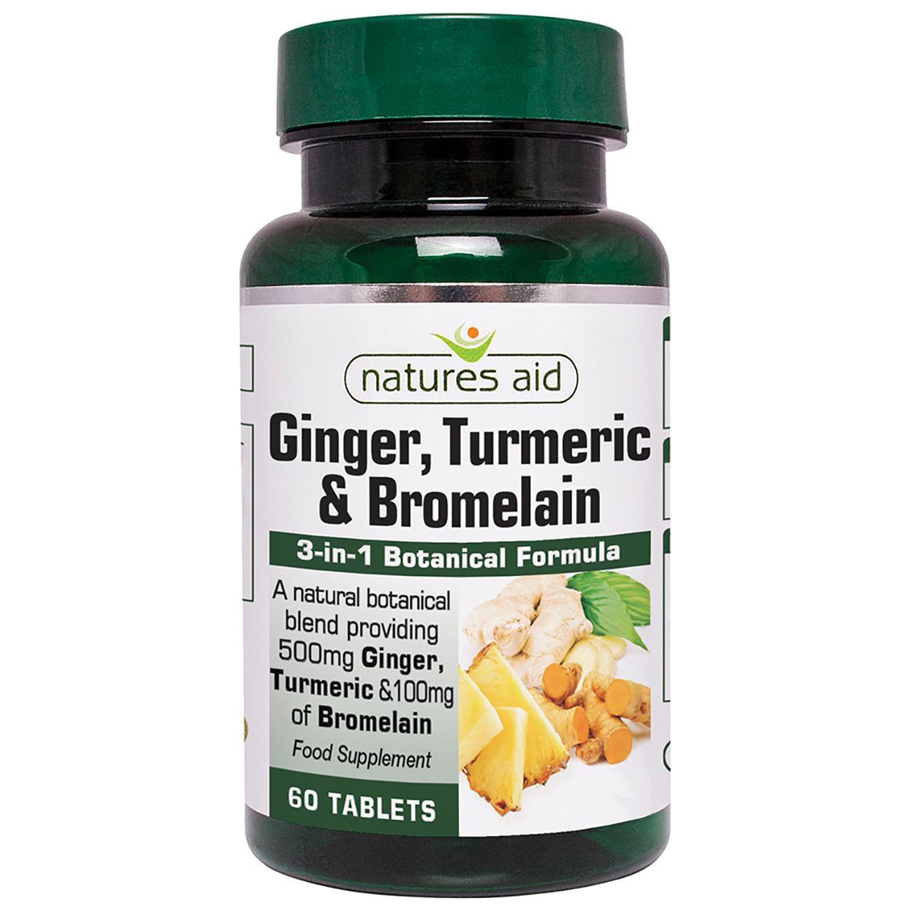 Natures Aid Ginger, Turmeric & Bromlelain Supplement Tablets  60 per pack